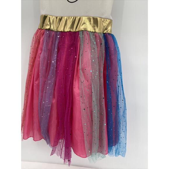 Girls Round Neck Sleeveless Tie Back Unicorn Tank Tutu Dress Multicolor Size XL - Picture 3 of 9